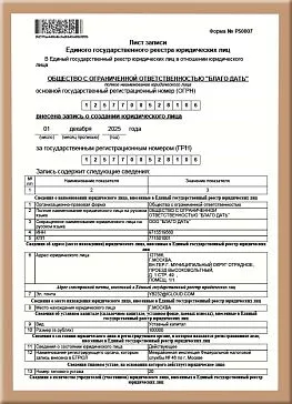 Выписка из ЕГРЮЛ